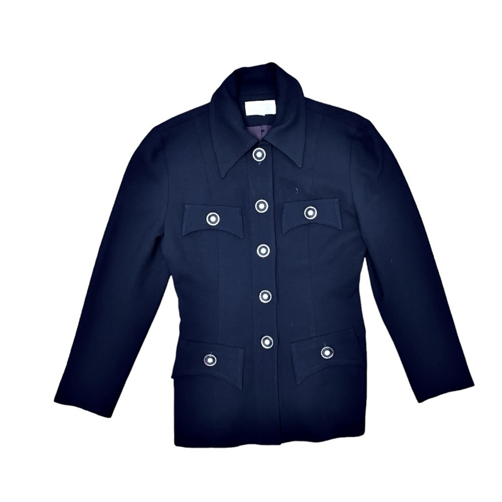 Vintage MICHAEL 100% Wool High Quality‎ Button Front Black Blazer Fully Lined 2